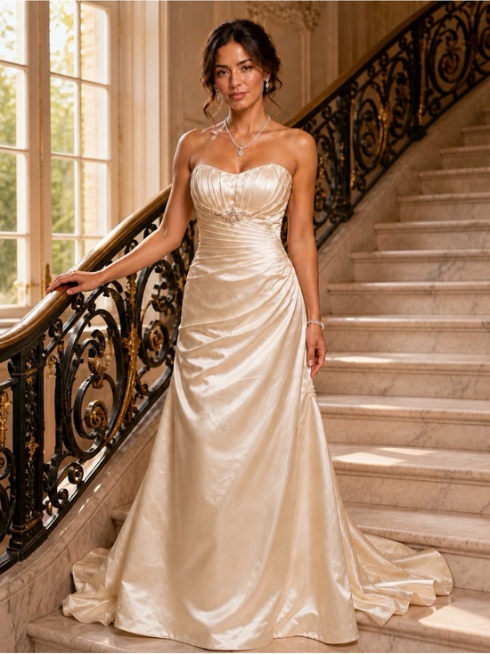 Ella Dresses & Skirts - Ella Strapless Champagne Satin Bridal Gown